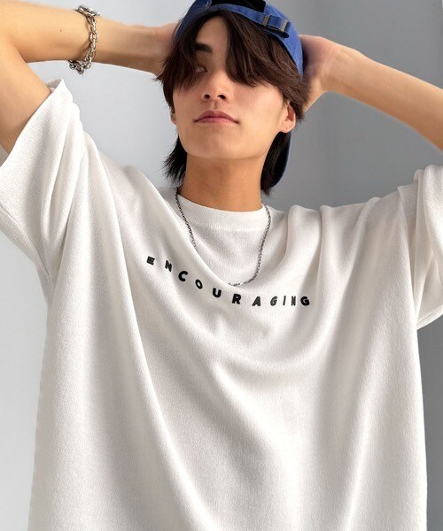 《JaVaジャバコラボ》Tシャツにはない品格を。ロゴプリントオーバーサイズサマーニットプルオーバー／クラシカルエルフ（Classical Elf）