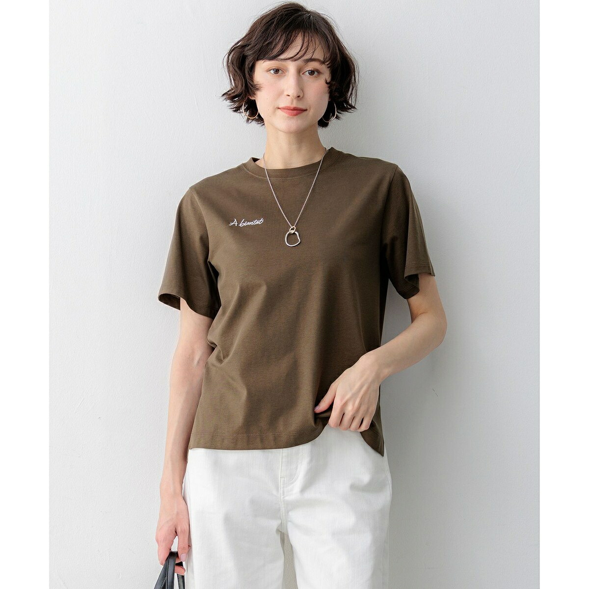 【Oggi掲載】バック刺繍 メッセージロゴ Tシャツ／23区（23KU）