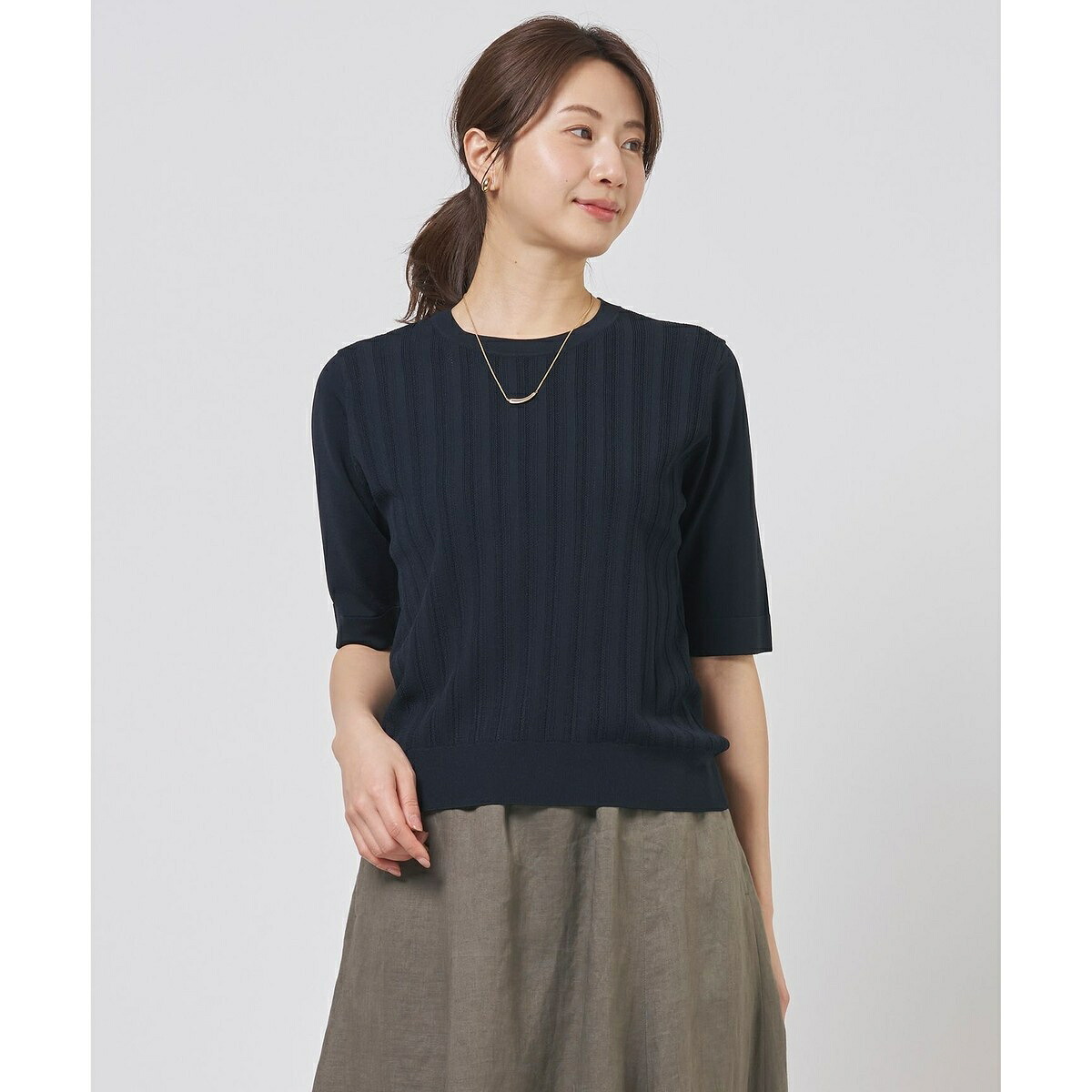 Rayon Elite Stretch クルーネック ニット／Ｊプレス（J.PRESS）