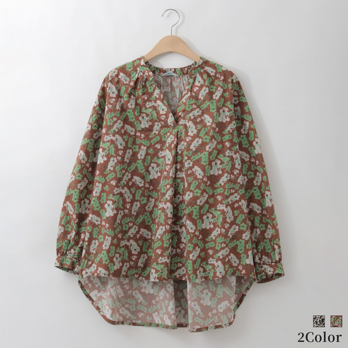アートプリントスキッパーブラウス[31813639]natural mist／ナチュラルミストクラス（naturalmist Class）