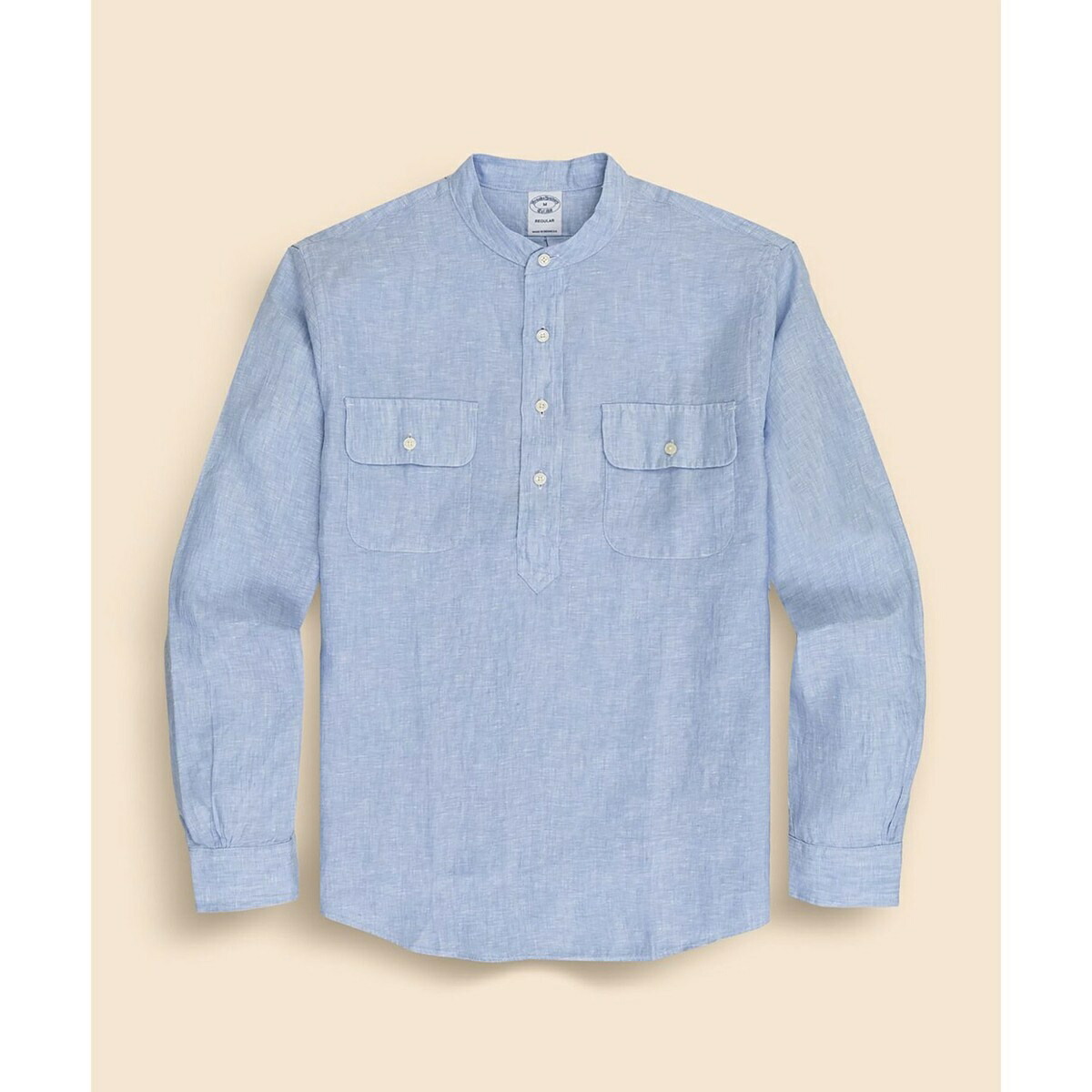 リネン ダブルポケット バンドカラー プルオーバーシャツ／ブルックスブラザーズ（Brooks Brothers）