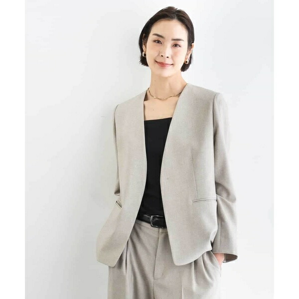 [小さいサイズ][セットアップ対応]ツイードライク　ノーカラージャケット／ミッシェルクラン（MICHEL KLEIN） 30,030円