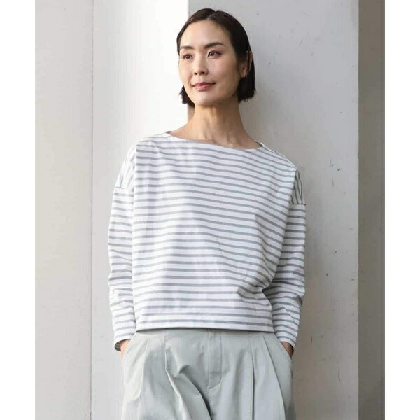 [小さいサイズ]タックデザイン バスクボーダーTシャツ／ミッシェルクラン（MICHEL KLEIN）