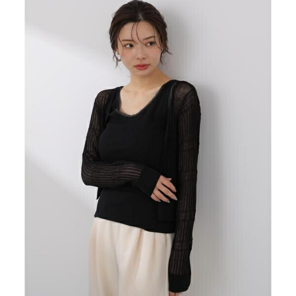 〈a／mie〉変わり織透かし編みカーディガン 26SS／プロポーション ボディドレッシング（PROPORTION BODY DRESSING）