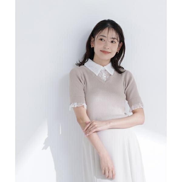 レースカラードッキングニット／ナチュラルビューティーベーシック（NATURAL BEAUTY BASIC）