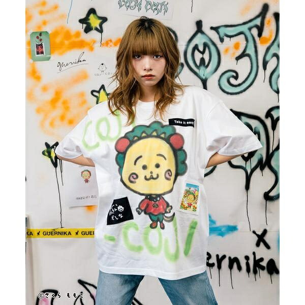 guernika／ゲルニカ／Drooping COJI-COJI Paint T-shirt ／ W／ロイヤルフラッシュ（ROYAL FLASH）