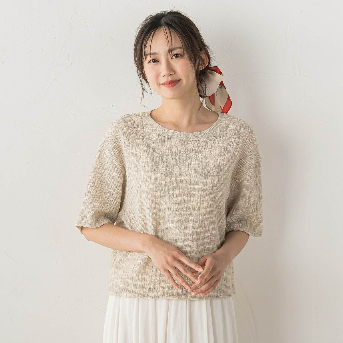 Recycle Slub BluseクロップドTシャツ／ドロワットロートレアモン（Droite lautreamont）