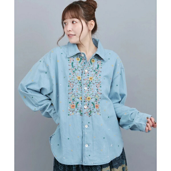 go slow caravan ライトデニムパネル刺繍シャツ【WEB限定】／チチカカ（titicaca）｜丸井（マルイ）店