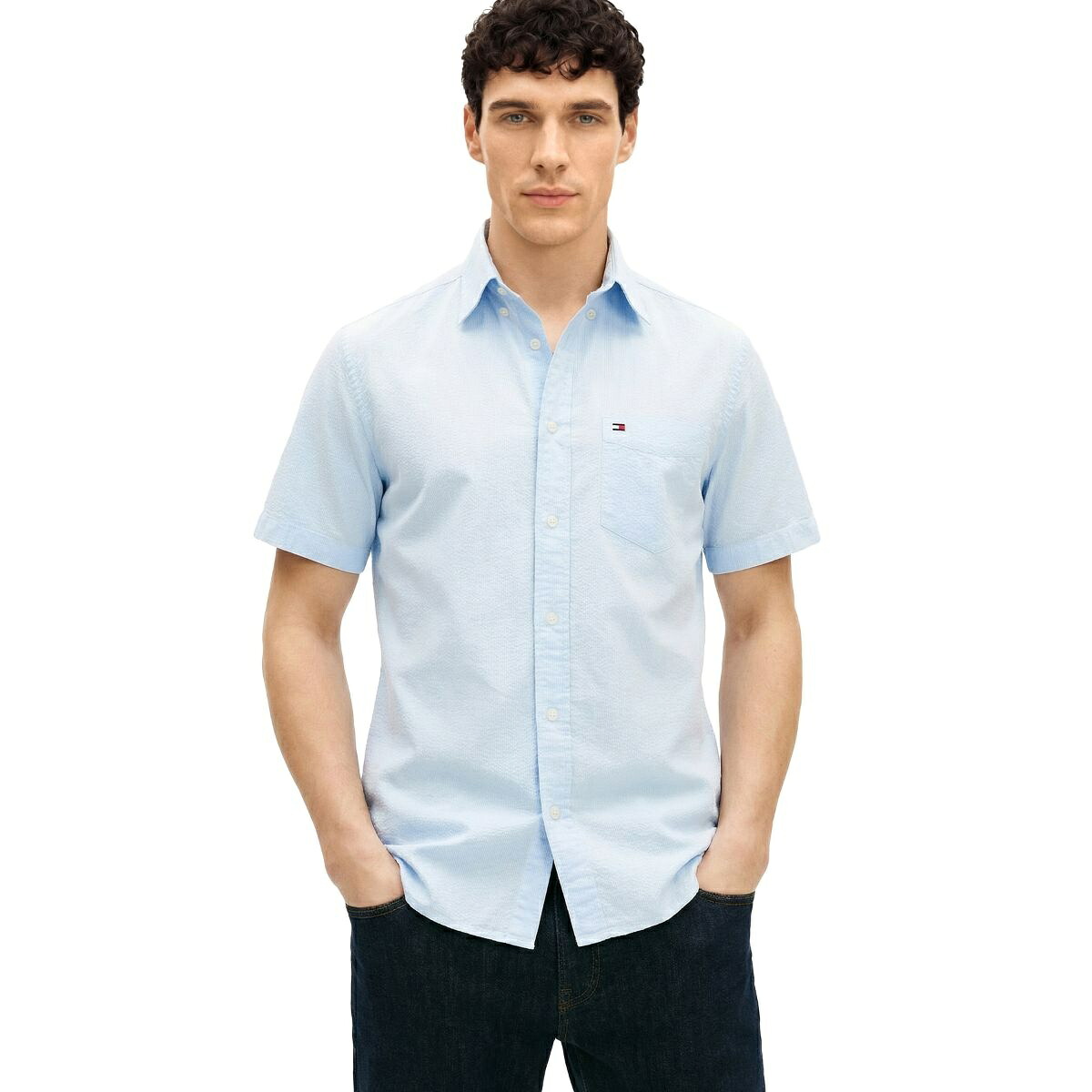 シアサッカーソリッドショートスリーブシャツ/トミー ヒルフィガー(Tommy Hilfiger)|丸井(マルイ)店