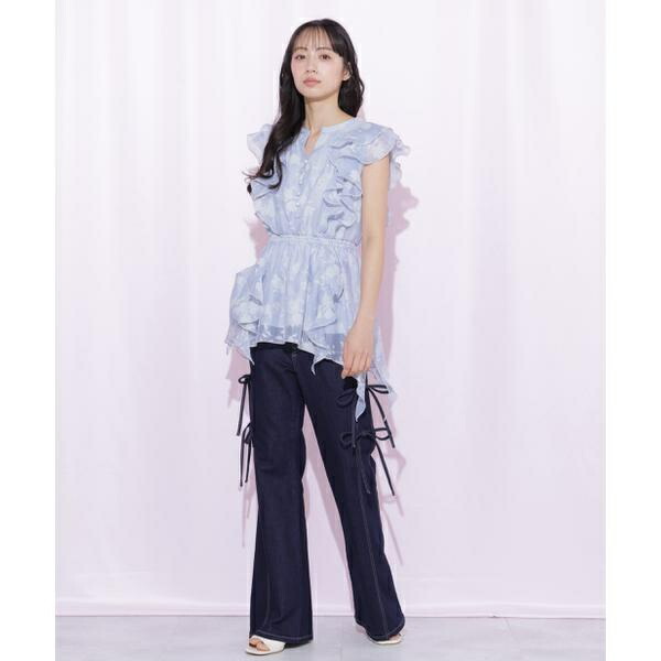サイドリボンフレアデニムパンツ／ジル バイ ジル スチュアート（JILL by JILL STUART）