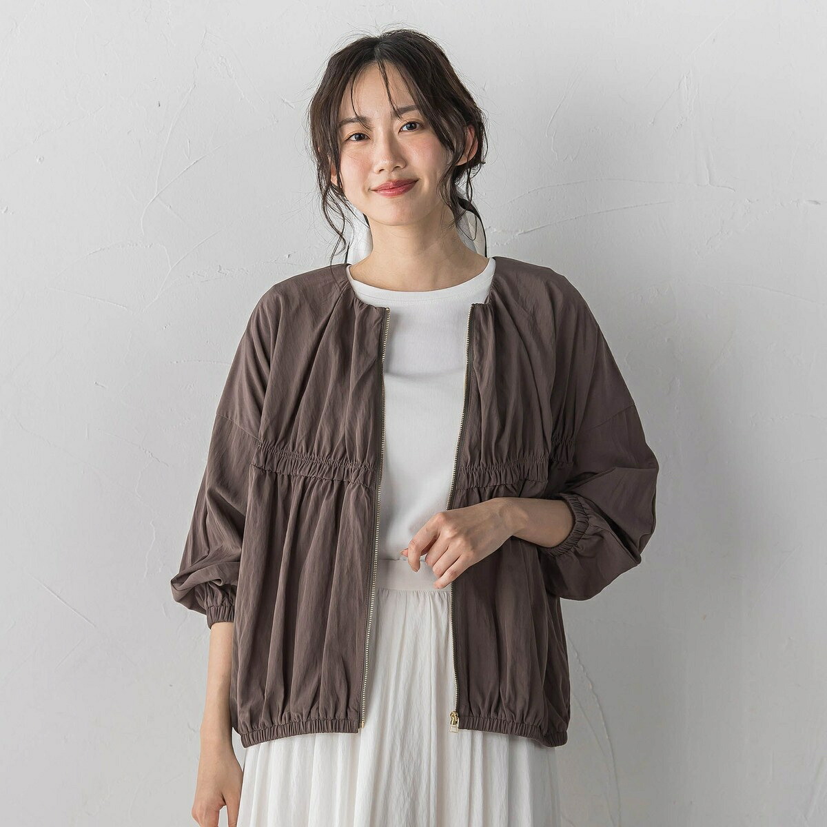 レーヨンナイロンギャザー切替えブルゾン／ドロワットロートレアモン（Droite lautreamont） 12,705円