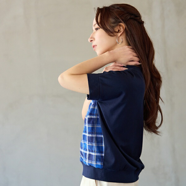 【洗える】コットン先染めチェック×カットソーTシャツ／リリアンビューティ エクラ（Liliane Burty ECLAT）