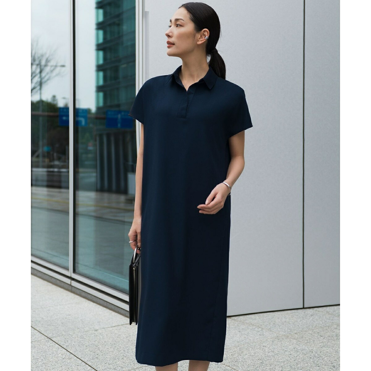【WEB限定】FluidBackSatin ニット衿シャツワンピース/ICB(ICB)|丸井(マルイ)店