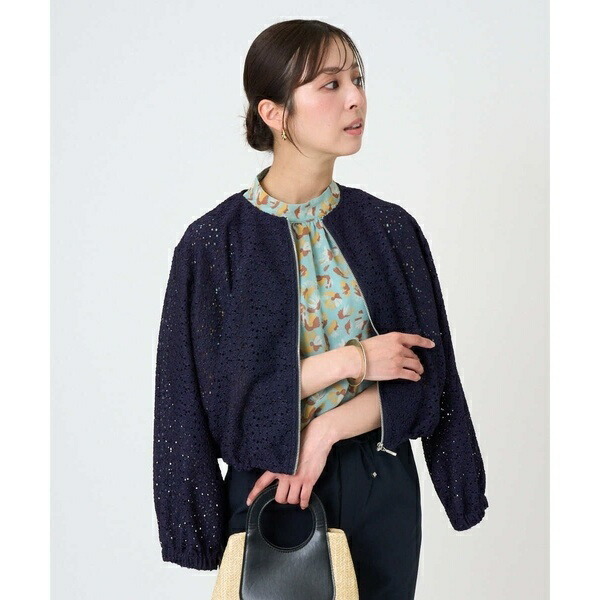 【小さいサイズ】花柄ラッセルレースジップアップブルゾン/洗える／MK ミッシェルクラン（MK MICHEL KLEIN ） 15,246円