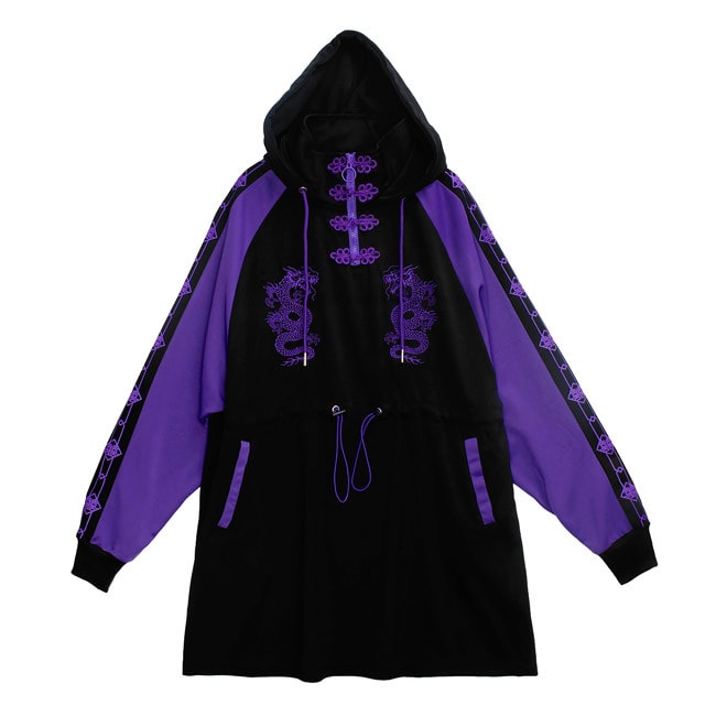 LISTEN FLAVOR ドラゴンチャイナジャージワンピ【PURPLE×BLACK】／LISTEN FLAVOR（LISTEN FLAVOR）