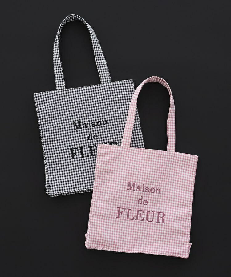 ブランドロゴ刺繍ギンガムスクエアトート／メゾン ド フルール（Maison de FLEUR）