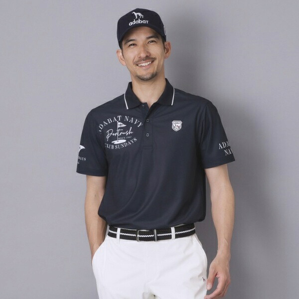 【ADABAT NAVY】吸水速乾UVカット カノコグラフィックロゴ半袖ポロシャツ／アダバット（adabat）｜丸井（マルイ）店 9,687円