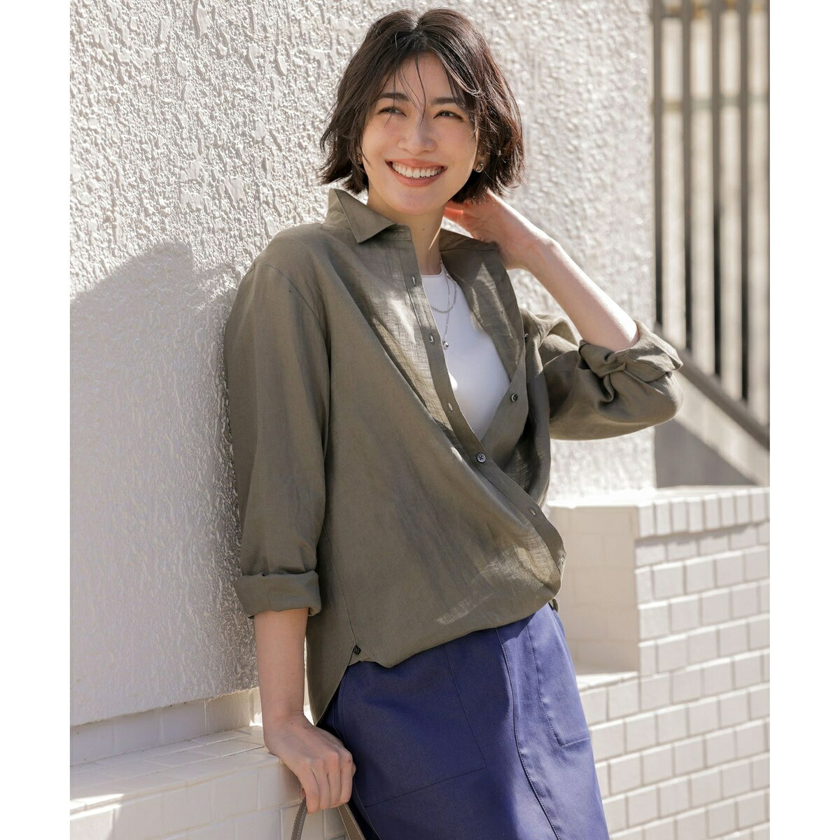 【WEB限定カラーあり・2way・セット着用可】リネン シャツ ブラウス／Ｊプレス（J.PRESS）