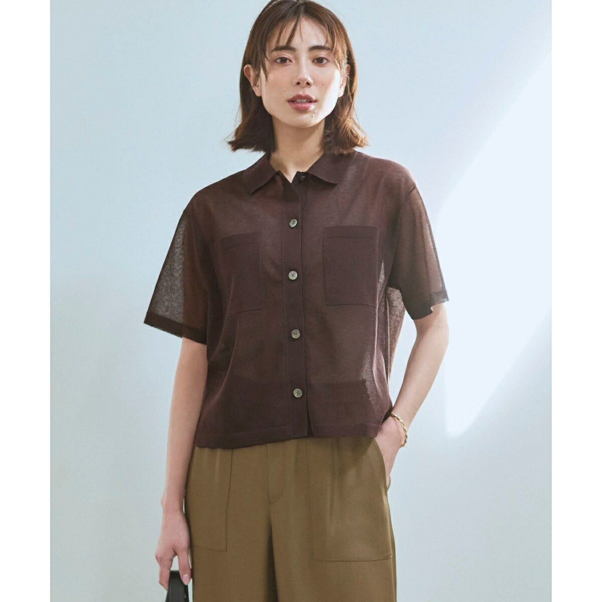 【見上愛さん着用/WEB＆一部店舗限定カラーあり】シアー ポロニット／23区（23KU）