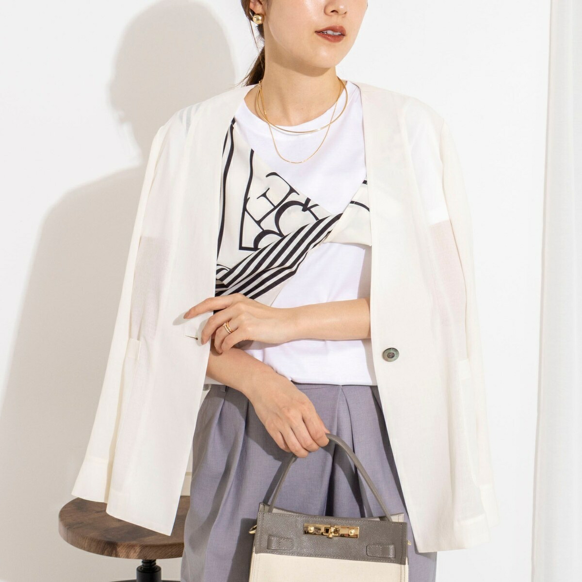 ウォッシャブルスカーフティーシャツ／ノーリーズ（NOLLEY\u0027S） Tシャツ・カットソー-トップス