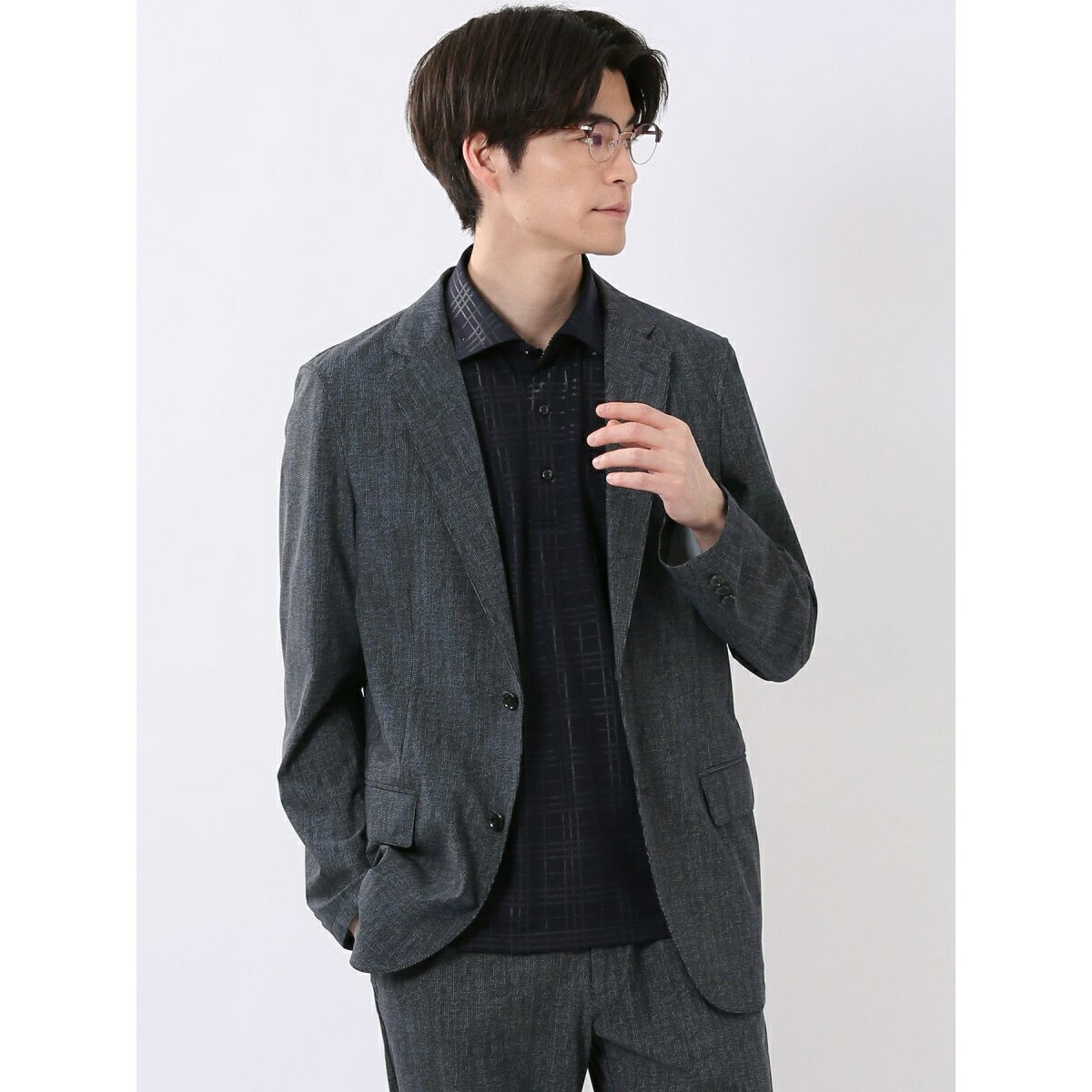 接触冷感 ストレッチ ウォッシャブル プリント 2釦 ジャケット セットアップ可能 メンズ／m.f.エディトリアル（m.f.editorial）｜丸井（マルイ）店