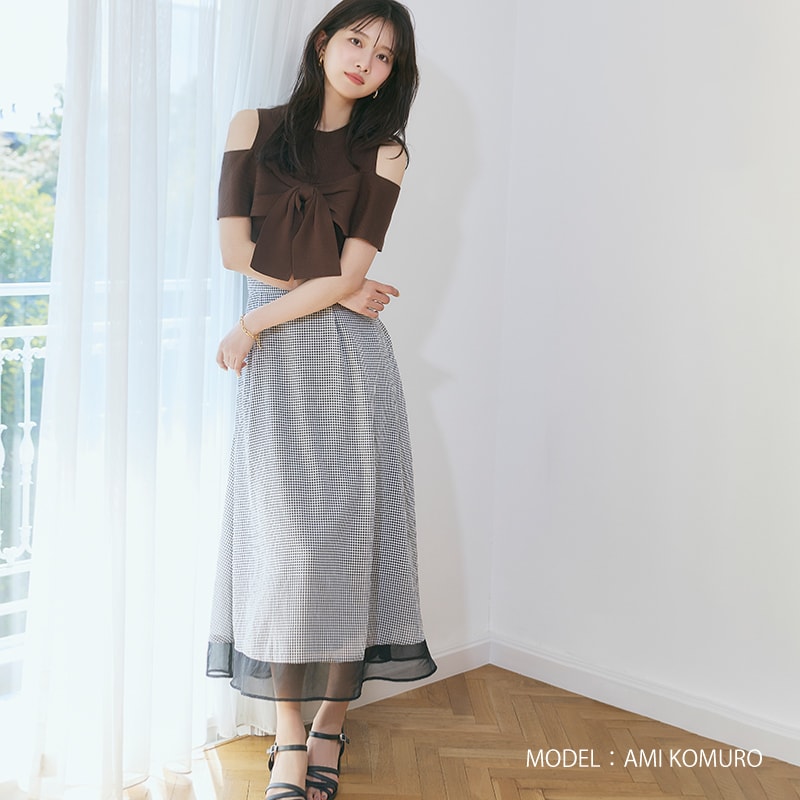2026春夏新作 ギンガムアソートシアーカラースカート／ミッシュマッシュ（MISCH MASCH） スカート-ボトムス-レディースファッション