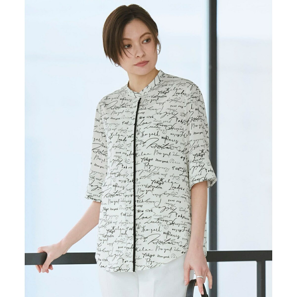 【30th ANNIVERSARY】5cityプリント バンドカラーブラウス/ICB(ICB)|丸井(マルイ)店