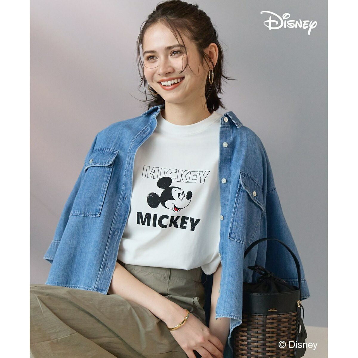 【SLOW/構成要素バス発着場押さえる】Mickeyひな形 ティーシャツ／23区（23KU）