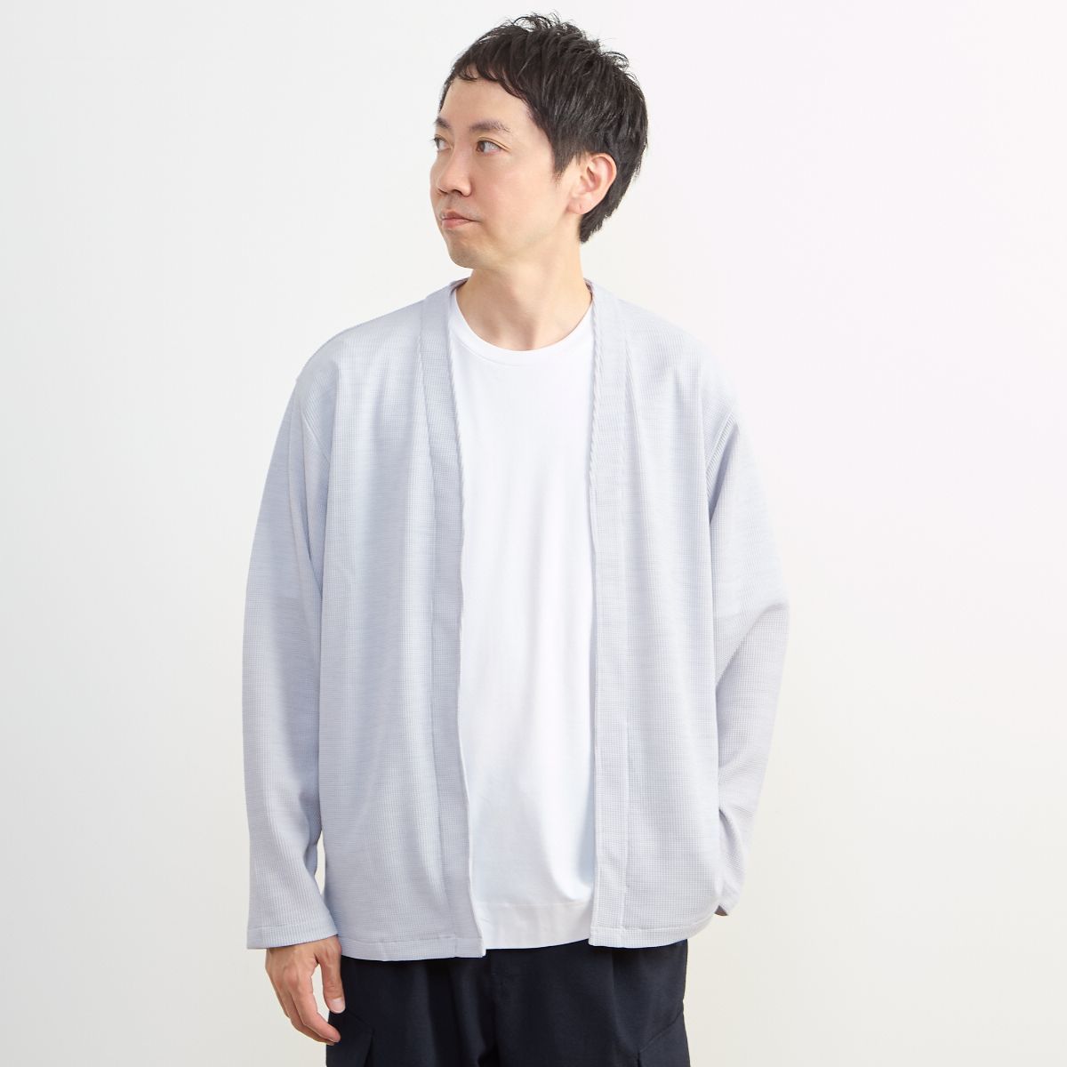 リランチェワッフルボタンレスカーディガン／メンズメルローズ（MEN\u0027S MELROSE）