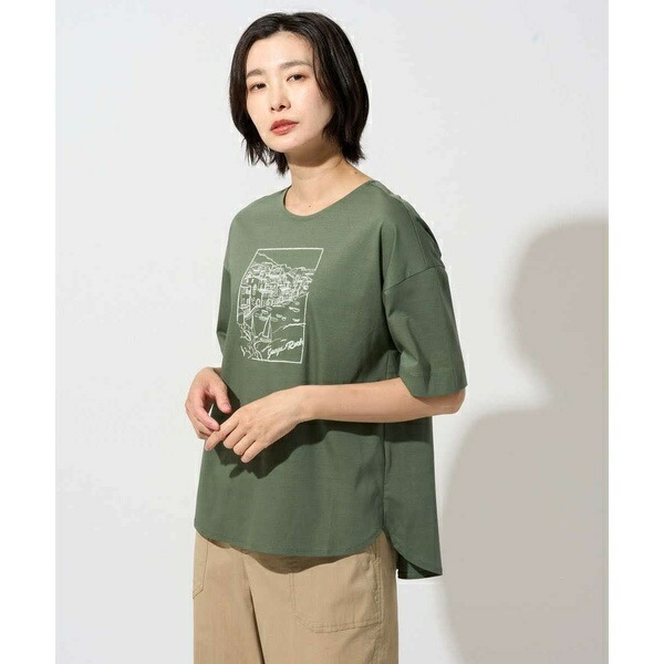 [人付き合い冷感]素っ気ない綿織物刺しゅうカットソー／ジョルジュ・レッシュ（GEORGES RECH） Tシャツ・カットソー-トップス