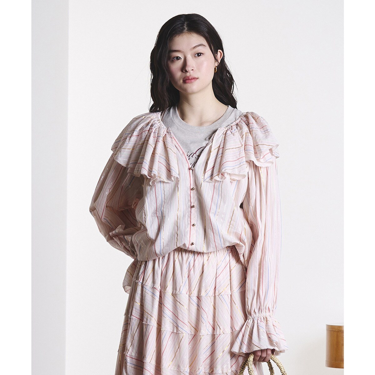mag.by c/STRIPE FRILL COLLAR BLOUSE／ローズバッド（ROSE BUD）｜丸井（マルイ）店