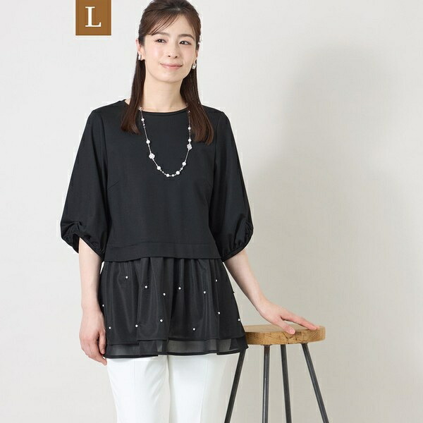 【L】シアーアクセント パールビジューチュニック/トゥービーシック(TO BE CHIC)|丸井(マルイ)店