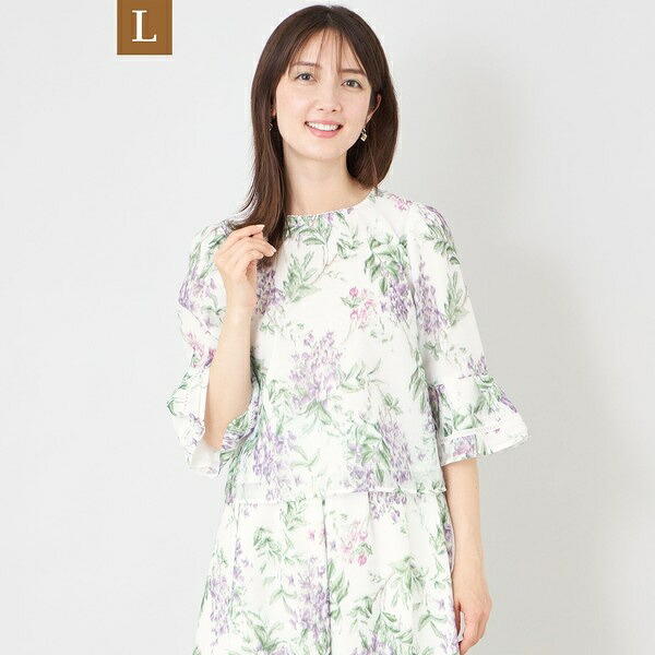 【L】ライラックプリント ノーカラーBOXブラウス/トゥービーシック(TO BE CHIC)|丸井(マルイ)店