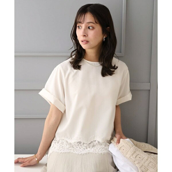 【小さいサイズ】[UVカット/接触冷感/洗える]ストレッチ 裾レース半袖ブラウス／MK ミッシェルクラン（MK MICHEL KLEIN ）｜丸井（マルイ）店 9,636円