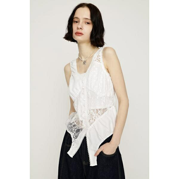 ASYMMETRY PATCHWORK LACE GILET／スライ（SLY）