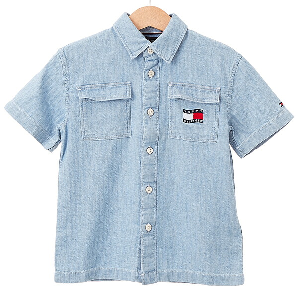 BOYS ウェイビーフラッグヘリンボーンショートスリーブシャツ／トミー ヒルフィガー（Tommy Hilfiger）