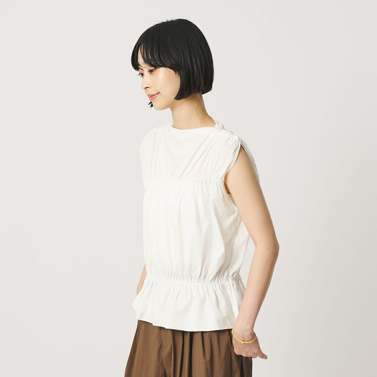 【WEB制限事項 Wardrobe DAILY MINIMAL】シャーリング ノースリーブトップス／もの言う花＆若い衆 ユナイテッドアローズ（BEAUTY＆YOUTH）
