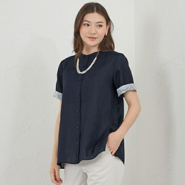 バティストリネン×LIBERTY バンドカラーシャツ／アマカ（AMACA）