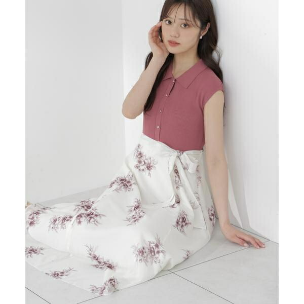 衿付き添い人柄ドッキングニットワンピース／釣り合い 上半身サラドレ（PROPORTION BODY DRESSING）