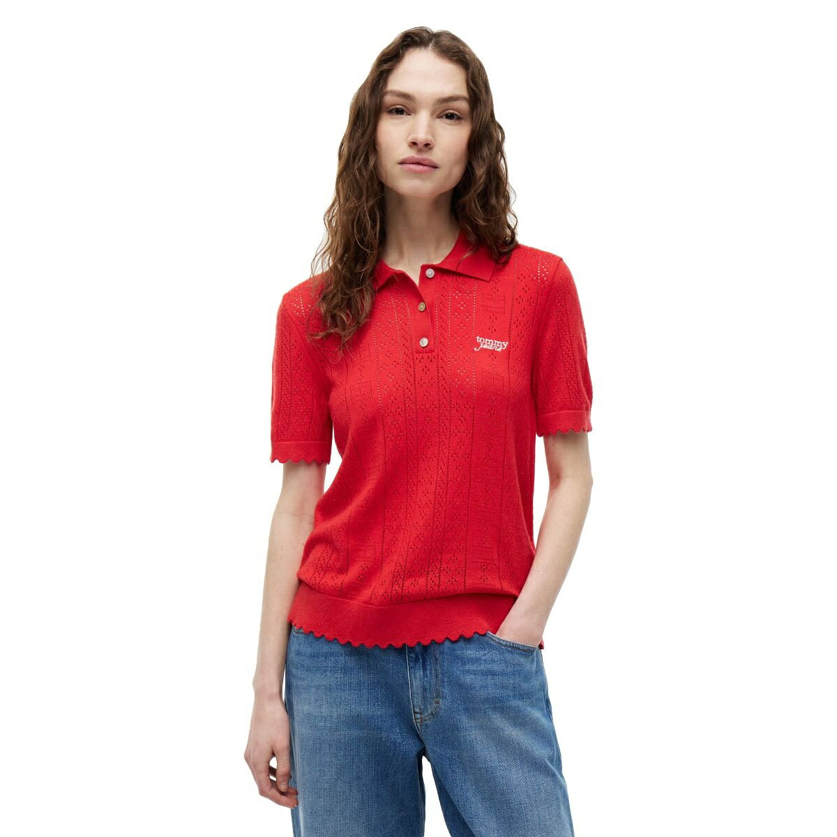 レース編みショートスリーブポロニット／トミー ジーンズ（TOMMY JEANS）｜丸井（マルイ）店