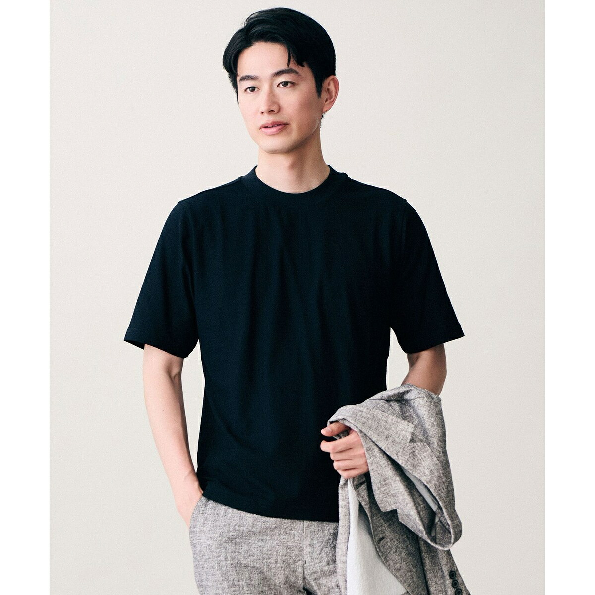 【オリジナルジャージ生地/サラリ清涼/上質感】コンパクトブロックリンクス ドレス Tシャツ/ジョセフアブード(JOSEPH ABBOUD)|丸井(マルイ)店