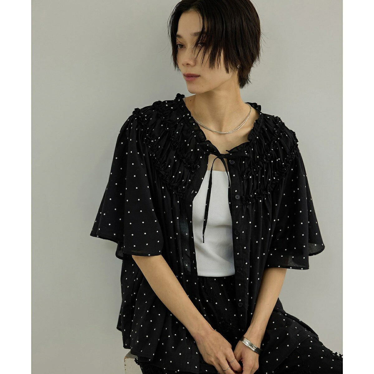 【crinkle crinkle crinkle】別注ドットコットンブラウス／サロン アダム エ ロペ（SALON adam et rope' ）｜丸井（マルイ）店