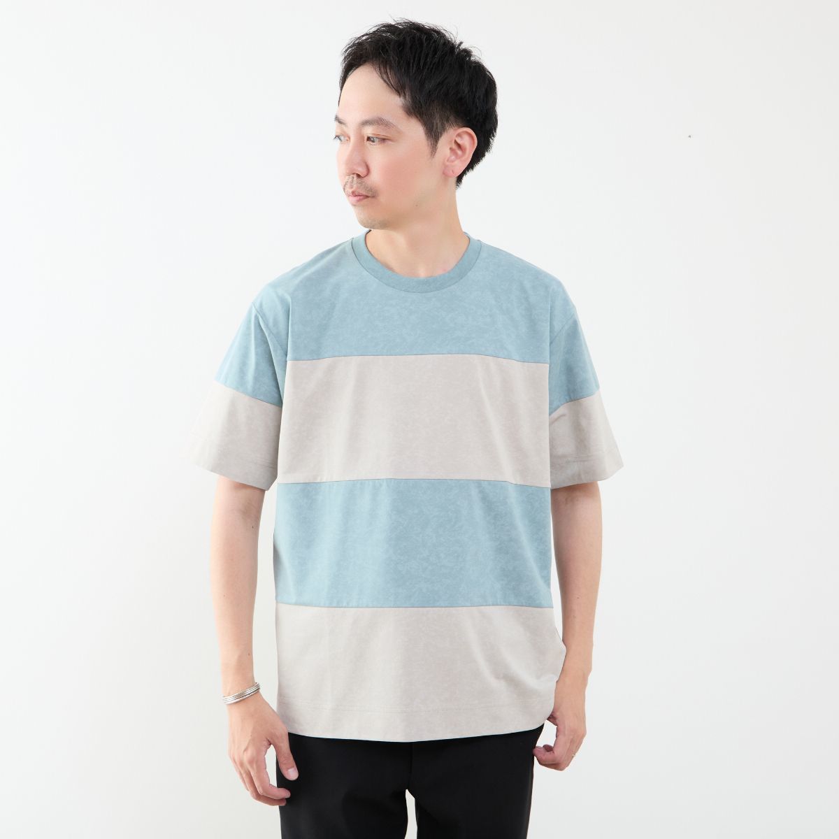 ムラプリントブロッキングボーダーTシャツ/メンズメルローズ(MEN'S MELROSE)|丸井(マルイ)店