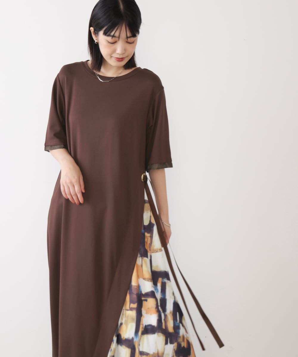 アシンメトリー異素材ドッキングワンピース／ブージュルード（Bou Jeloud）｜丸井（マルイ）店
