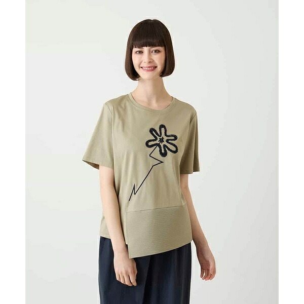 【小さいサイズ/接触冷感】異素材切り替えフラワー刺繍デザインTシャツ／ヒロコビス（hirokobis）｜丸井（マルイ）店 15,048円