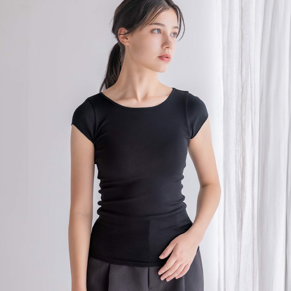 【SISIA】ウォッシャブルシルク フレンチスリーブＴ／＆Silk（＆Silk）｜丸井（マルイ）店
