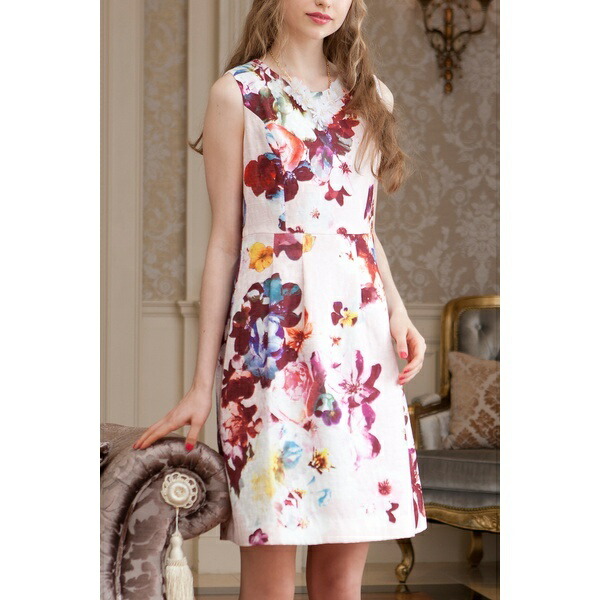 楽天市場 パンジーローズプリントジャガードワンピース ローズティアラ Rose Tiara 丸井 マルイ 楽天市場店