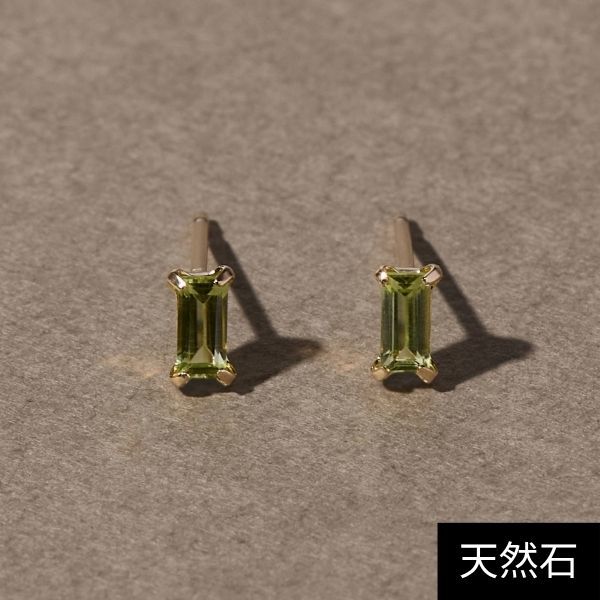 【K10】天然石カクテルプチピアス／ペリドット／ジュピター（JUPITER）