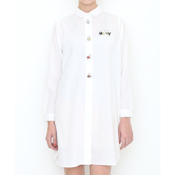 楽天市場 レディース かこさとしロングスリーブシャツワンピース からす のパンやさんエンブロイダリー グラニフ Graniph 丸井 マルイ 楽天市場店