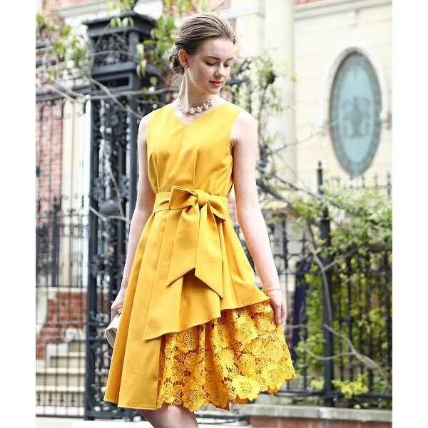 楽天市場 ウェストタック入り花柄刺繍レース使いギャップレングス丈ワンピース ドリードール Dorry Doll 丸井 マルイ 楽天市場店